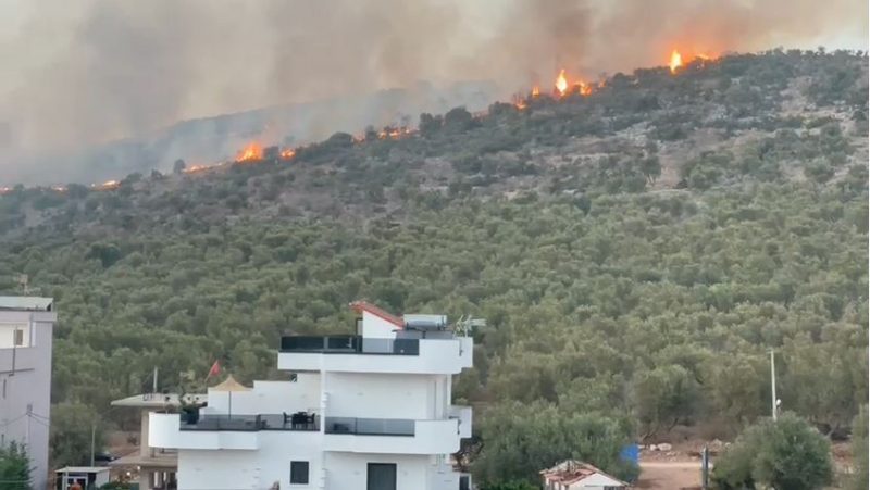 Situata del jashtë kontrollit në Ksamil, vatra e zjarrit shumë pranë  banesave - Top Channel