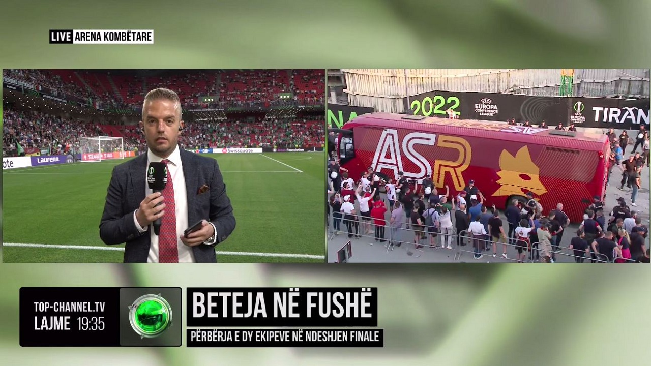 Arv Far Gå til kredsløbet Drejtpërdrejt nga fusha ku do të përballen Roma-Feyenoord, Xhihani për Top  Channel: Do të doja të fitonte Roma, është një shqiptar - Top Channel