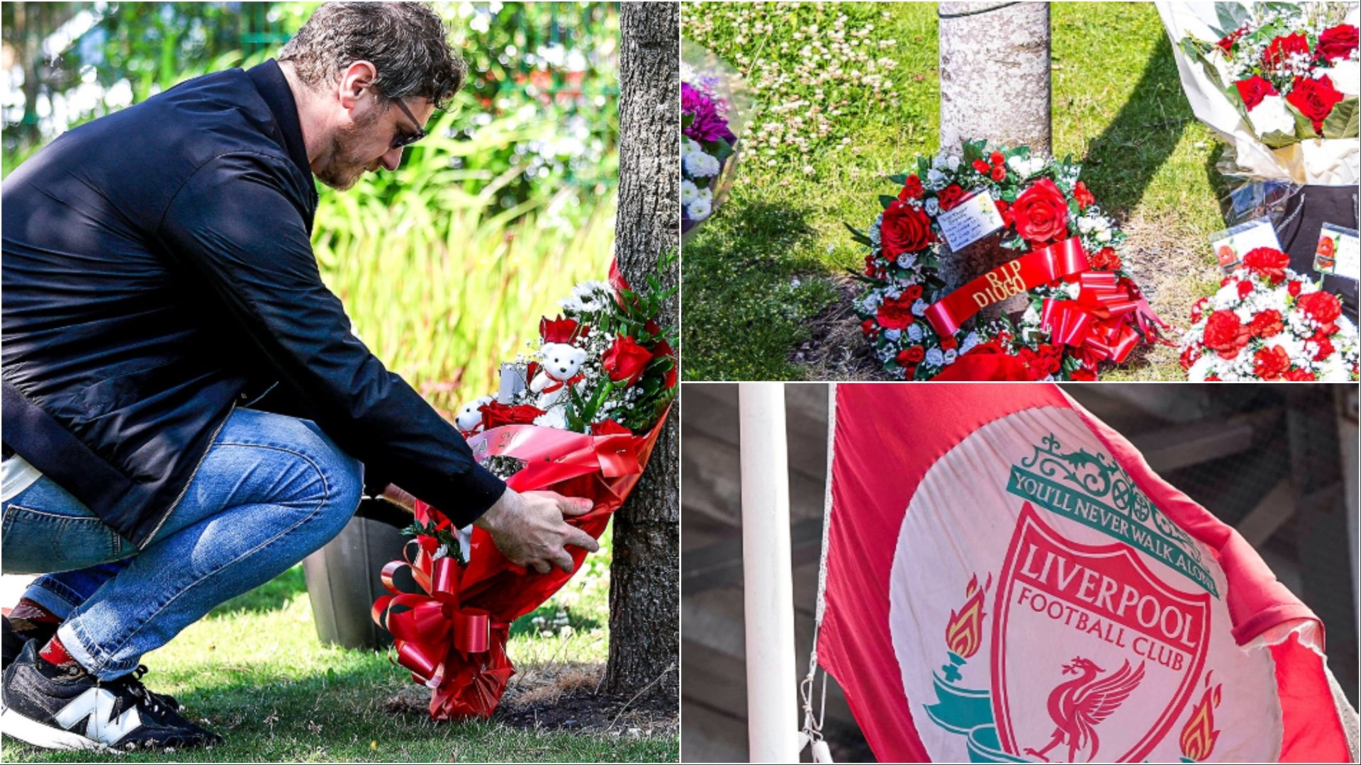 Foto  Lule  lot dhe heshtje në Anfield  Tifozët e Liverpoolit nderojnë Diogo Jotën  flamuri ngrihet në gjysmështizë