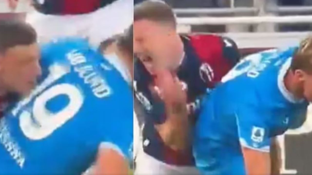 Polemika në Bologna Napoli  Hojlund godet Fergusonin me bërryl  VAR refuzon ta ndëshkojë me të kuq