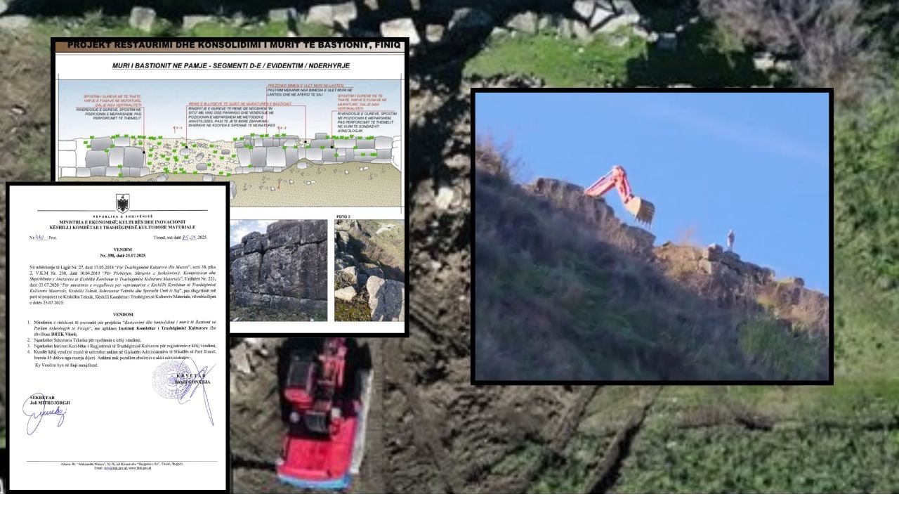 Gërmimet me buldozer në Parkun Arkeologjik në Finiq  Akreologu  Skandal  TCH zbardh vendimin  Ministria  Është restaurim