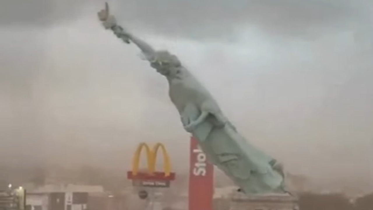 Videolajm  Stuhi e fortë ere në Brazil  rrëzohet Statuja e Lirisë në Guaíba