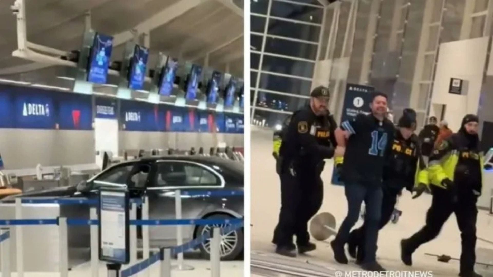 Panik në Detroit  makina nuk ndalet dhe përfundon në sportelet e aeroportit  lëndohen 6 persona