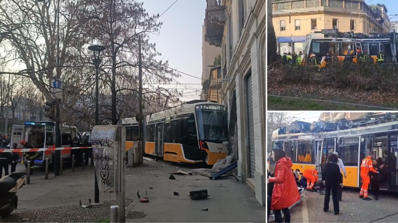 Video  Aksidenti i rëndë me një të vdekur në Milano  momenti kur tramvaji del nga shinat dhe përplaset me dyqanin