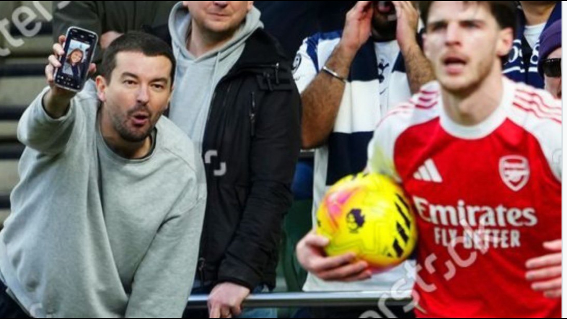 Imazhi i turpit në Angli Tallen me Declan Rice duke përdorur një foto të bashkëshortes së tij