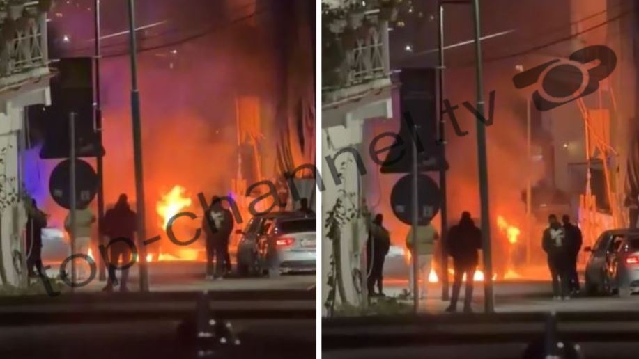 Digjet një automjet në zonën e Ujit të Ftohtë  bllokohet rruga