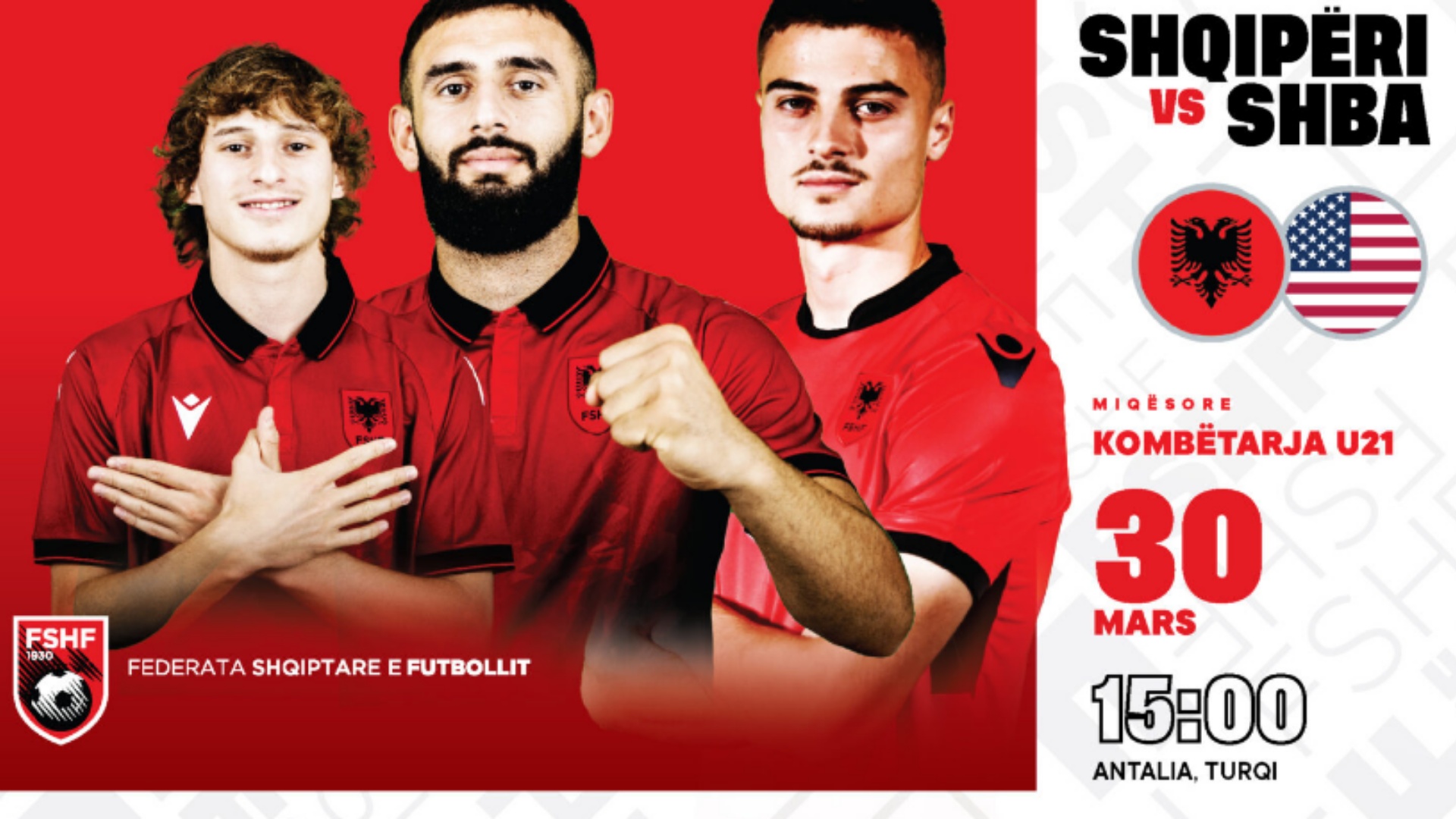 Kombëtarja U21 Tjetër ndeshje miqësore në mars  përballet me SHBA në Antalia të Turqisë