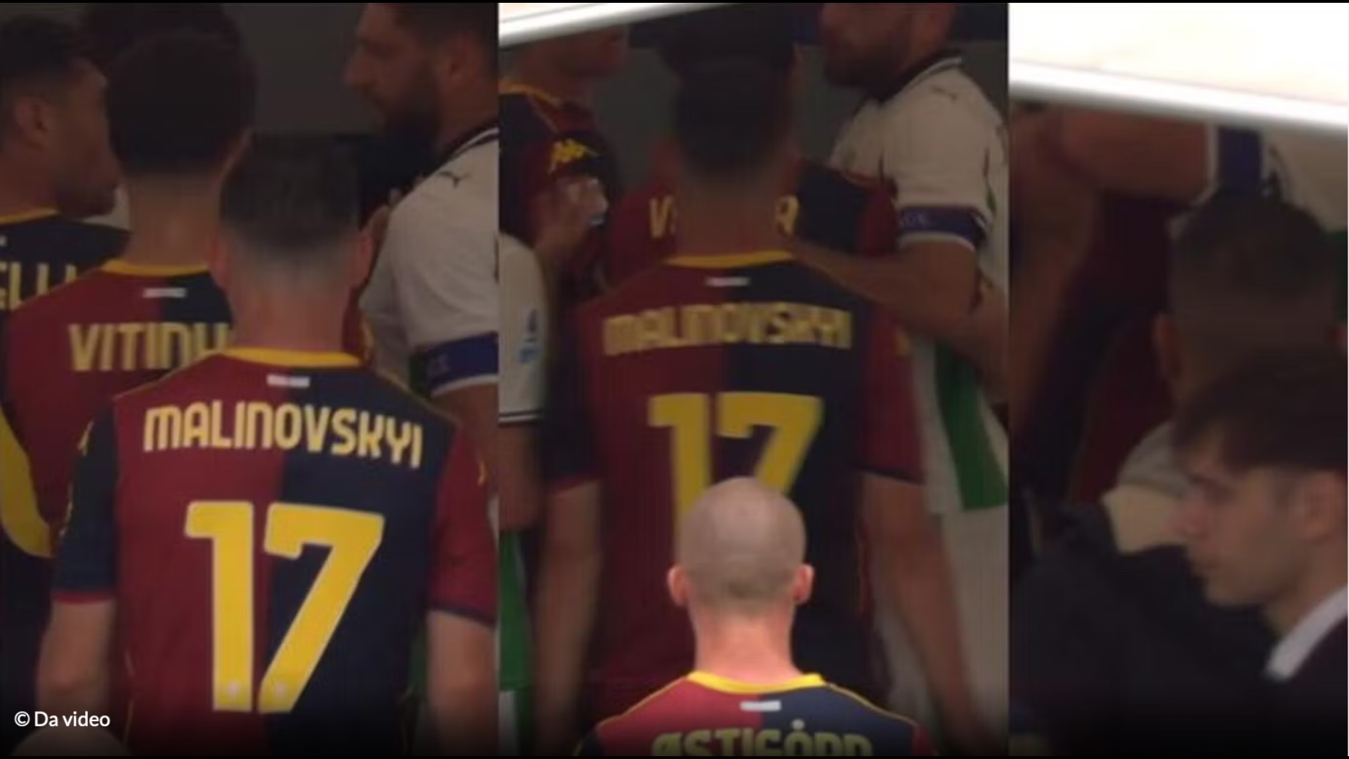 Genoa Sassuolo Sherr në tunelin e  Marassi  në pushim të ndeshjes  ndëshkohen me karton të kuq Ellertson dhe Berardi