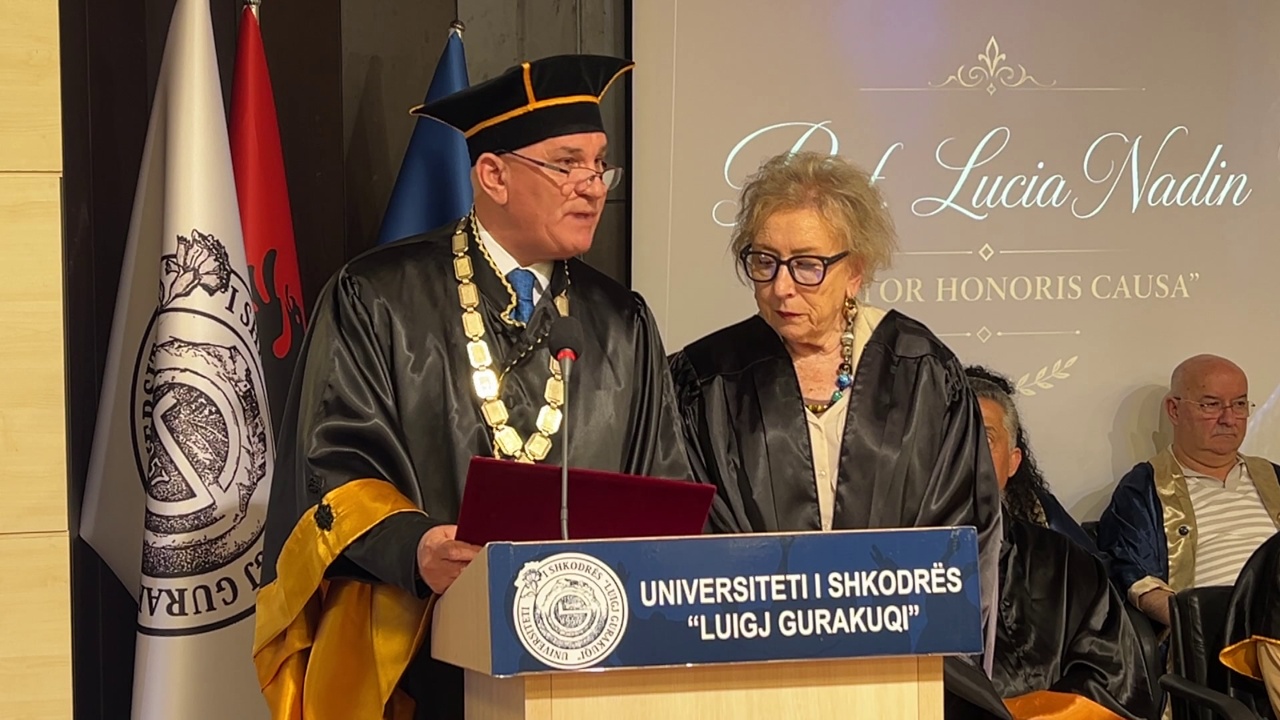 Lucia Nadin  Honoris Causa   Universiteti i Shkodrës nderon studiuesen italiane për kontributin në historinë shqiptare
