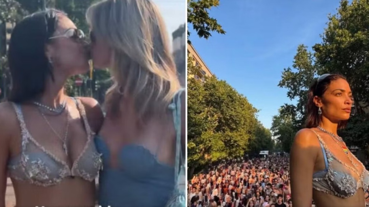 Video  Puthje romantike mes balerinës shqiptare dhe të dashurës së saj  por një incident i pakëndshëm ndodh gjatë paradës në Milano