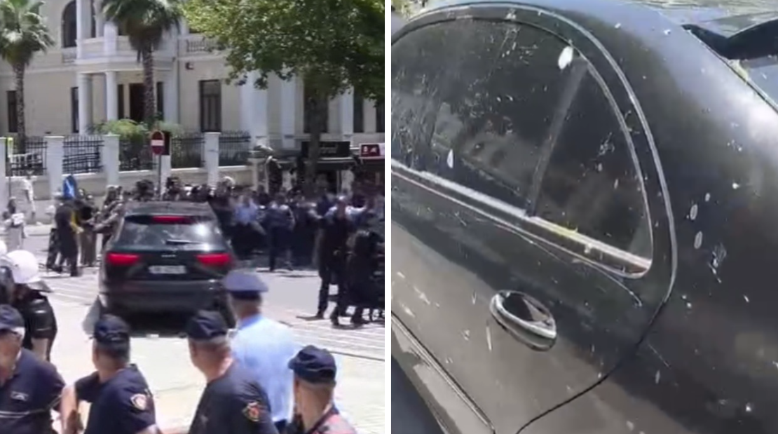 Protestuesit jashtë Kuvendit  lajnë  me vezë makinat e deputetëve dhe ministrave  policia kordon sigurie  Arben Kola  Mos provokoni
