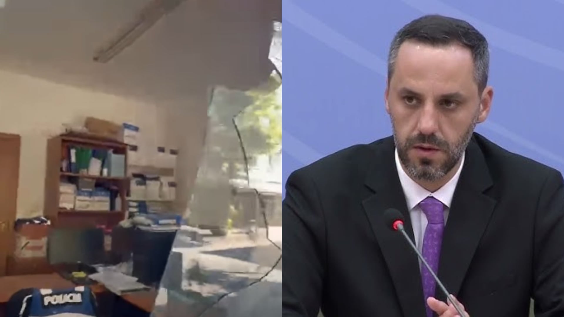 Ministri i Brendshëm publikon pamjet e komisariatit të shkatërruar nga protestuesit  Lamallari  Shembull konkret i nxitjes së dhunës nga dezinformimi