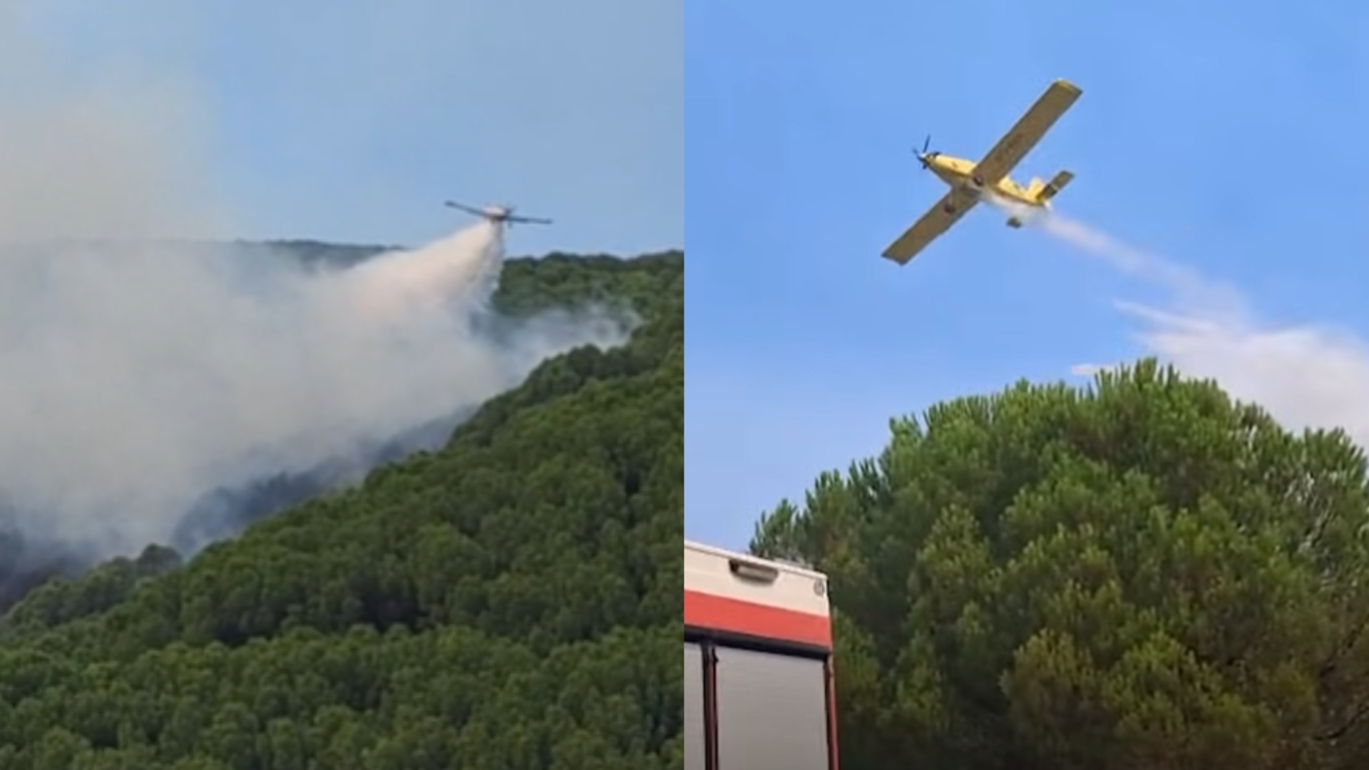 Zjarri i riaktivizuar në Drenie të Patosit, ndërhyhet edhe nga ajri me dy avionë “Air Tractor”
