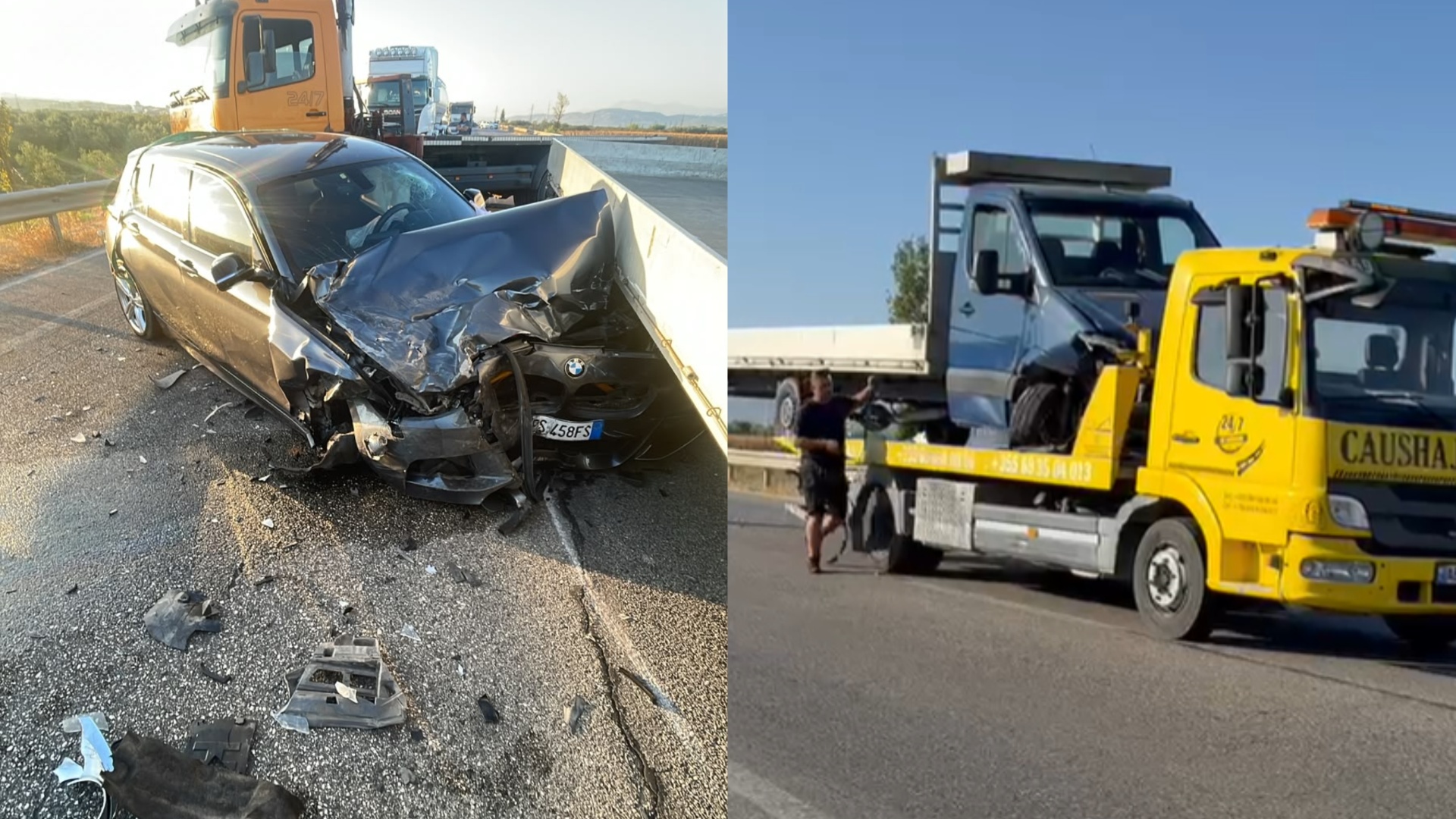 Aksident në autostradën Levan Tepelenë  përplasen tre automjete  Një person mbetet i lënduar