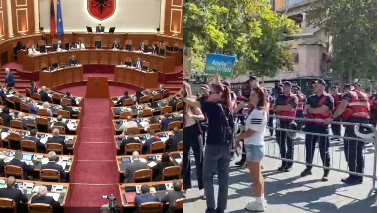 LIVE/ Nis Kuvendi, protestuesit grumbullohen në akset kryesore afër godinës, polica gardh metalik. Deputetët fjalime për Hagën dhe pagat e magjistratëve