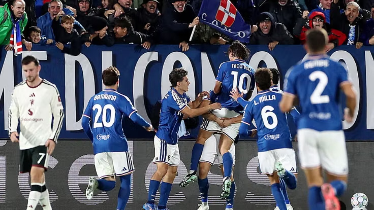 Foto nga burimi: Champions League/ Como turpëron Manchester United, “Djajtë e Kuq” pësojnë katër nga debutuesit italianë dhe zhyten akoma më shumë në krizë