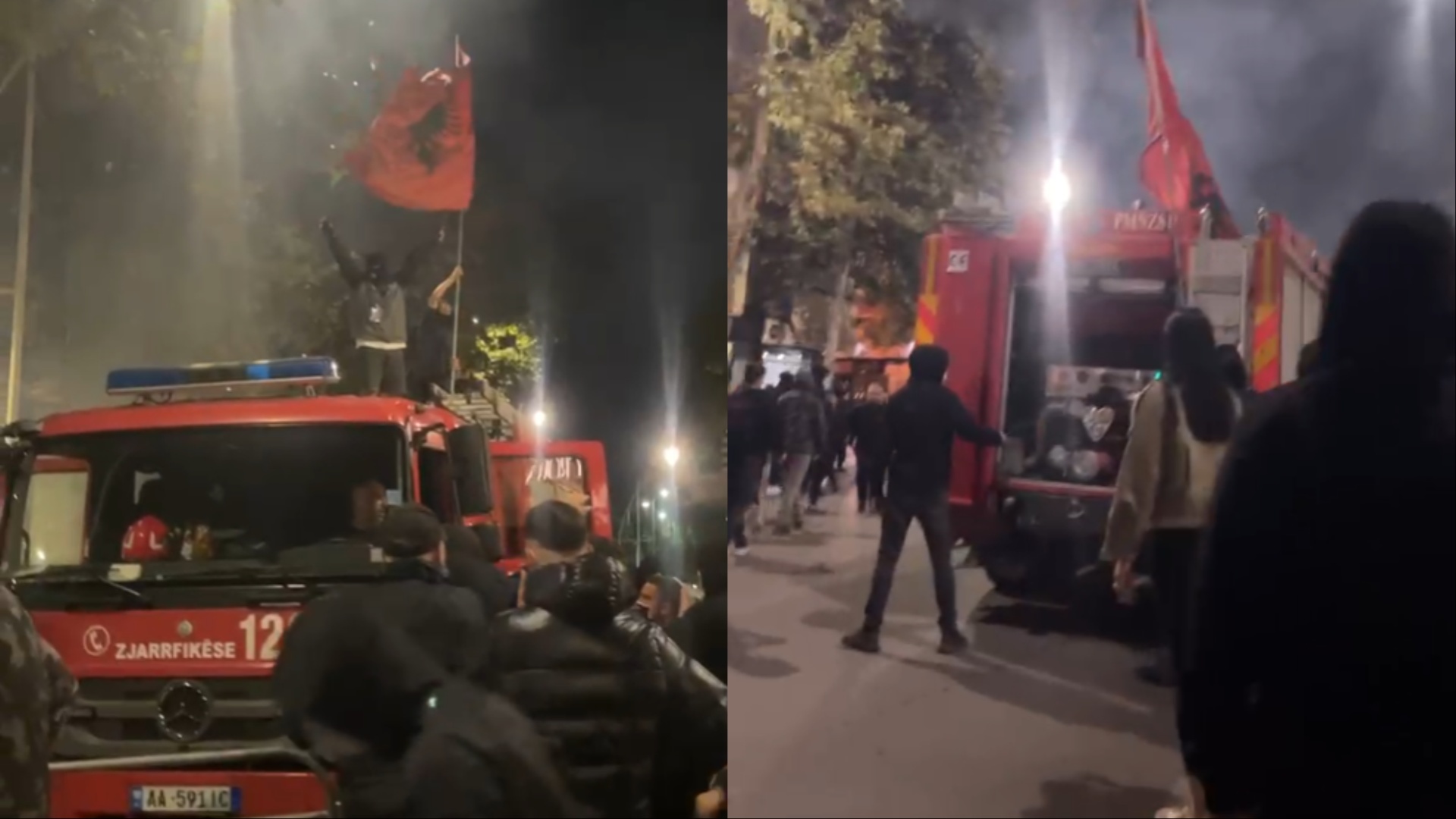 Protestuesit shkatërrojnë çdo gjë që gjejnë përpara  një i ri tenton të dëmtojë edhe zjarrfikësen  Shoqërohen disa protestues