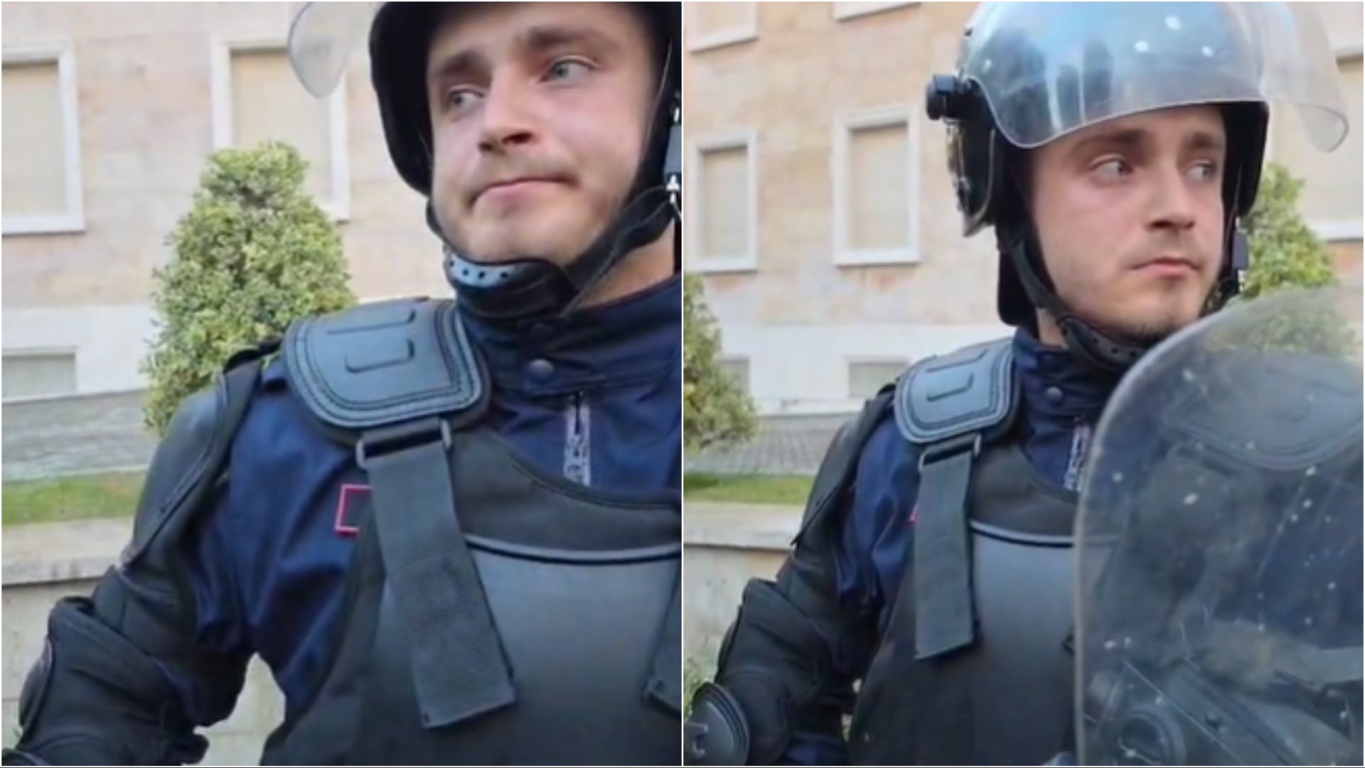 Video  U përball me protestuesit  polici shfaqet i prekur gjatë tubimit te Kryeministria