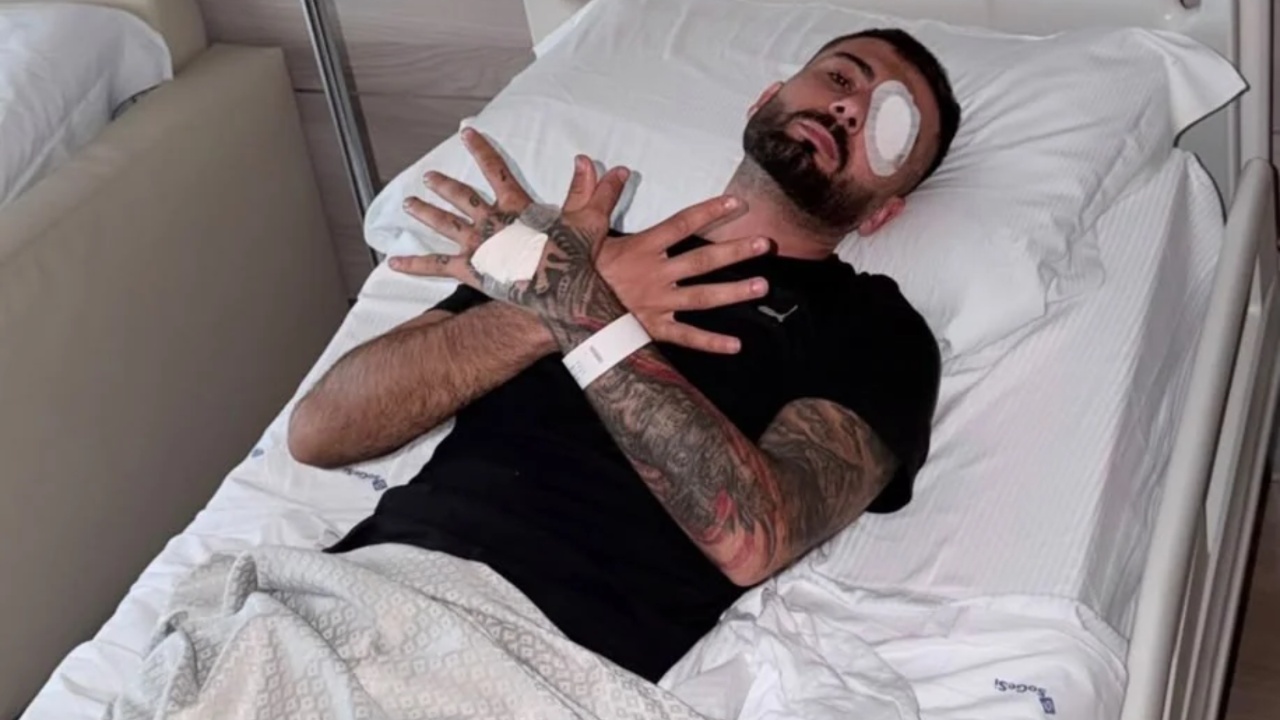 Foto nga burimi: Foto/ U plagos në sy gjatë protestës, reagon Erjon Vishkulli para operacionit në Itali: Zoti do të krijojë lehtësim pas vështirësive