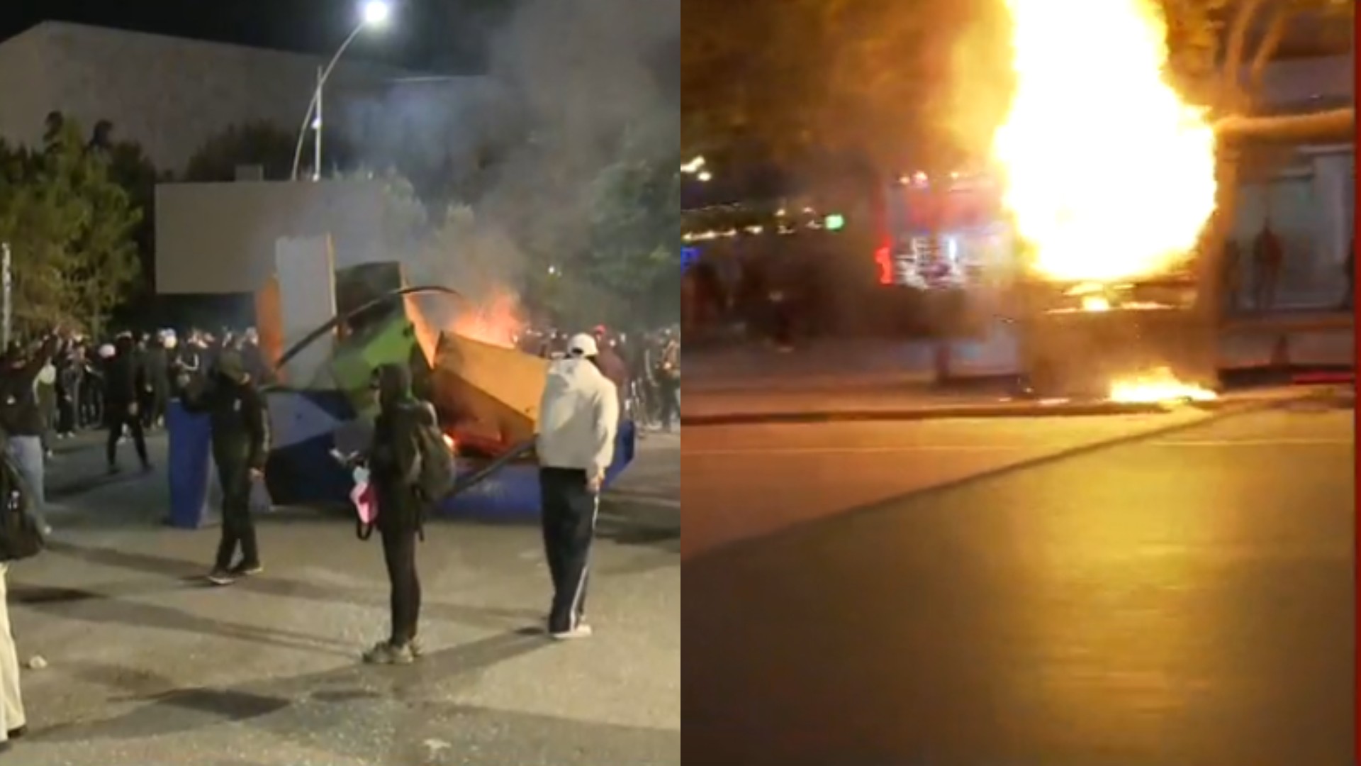 Shtohen incidentet, protestuesit mbledhin stolat plastikë dhe i vënë flakën