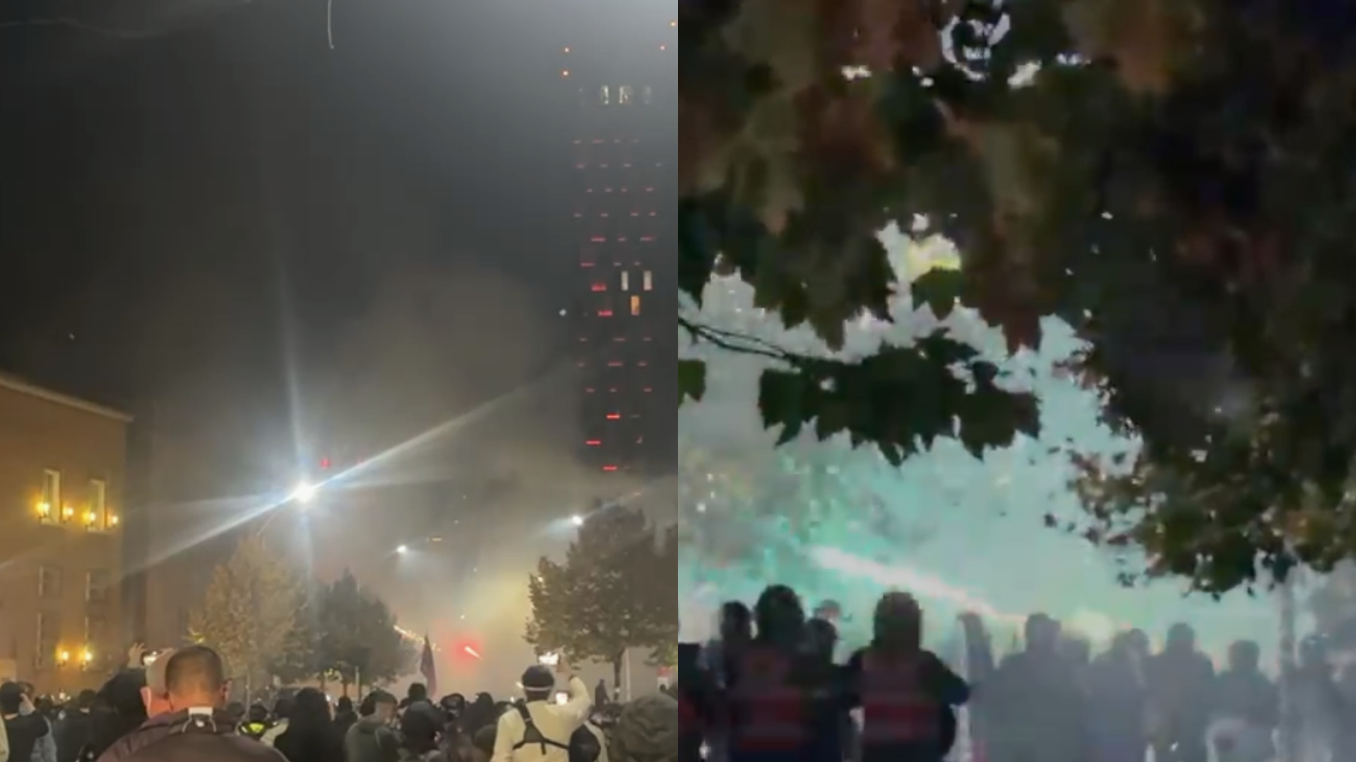 Foto nga burimi: Vijon e tensionuar protesta në kryeqytet/ Sulmohet selia e PS-së, fishekzjarrë edhe drejt efektivëve te Banka e Shqipërisë, policia i kundërpërgjigjet