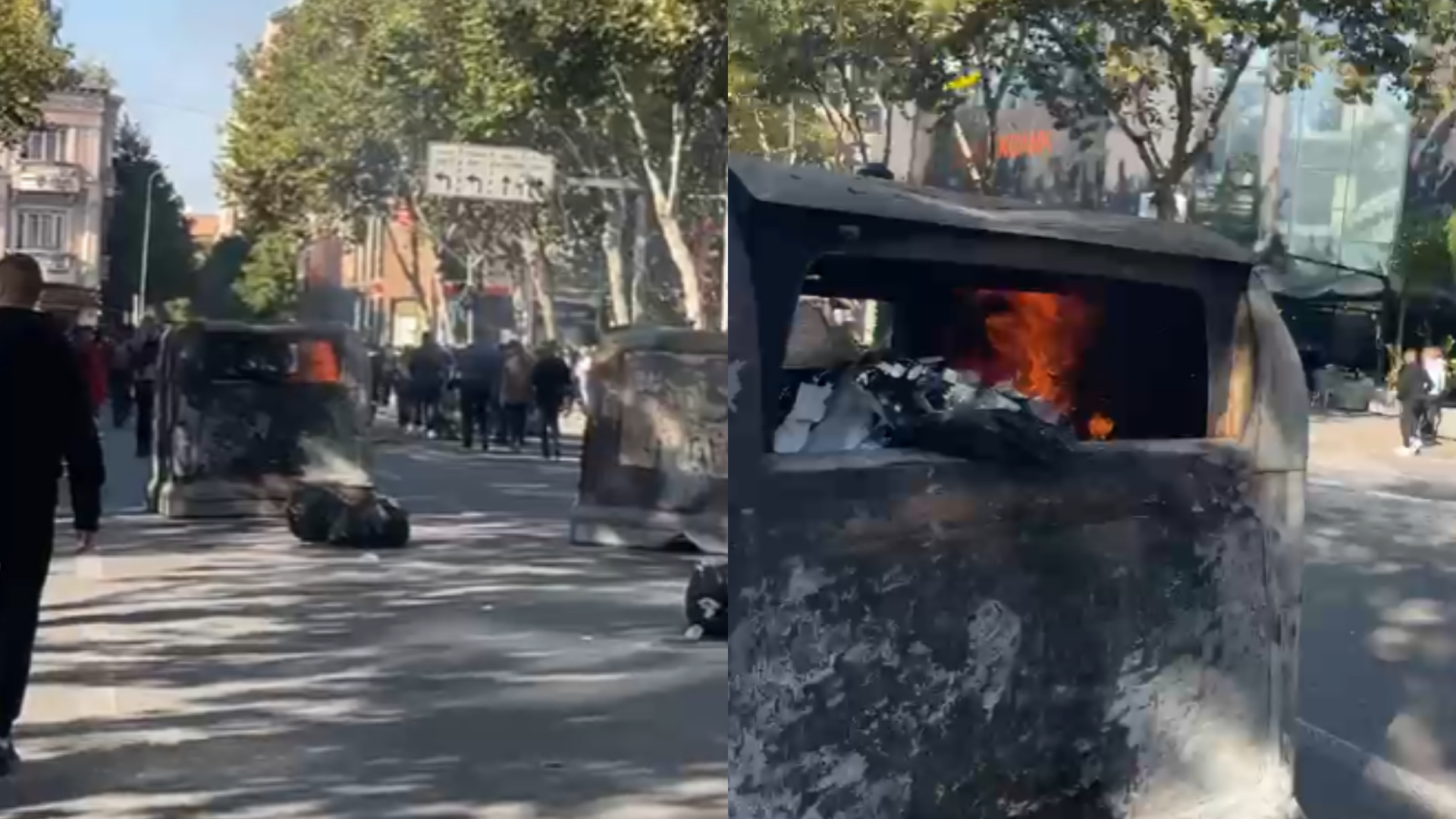 Shpërndahen në grupe protestuesit  të rinjtë i vënë flakën koshave në mes të rrugës