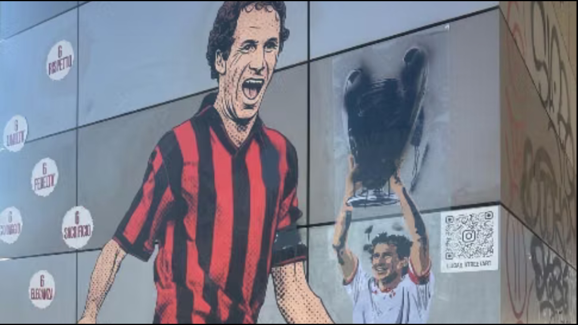 Foto nga burimi: ‘Skandaloze dhe e turpshme’/ Gazetari italian denoncon tjetër dëmtim të muralesit të legjendës së Milanit Franco Baresi