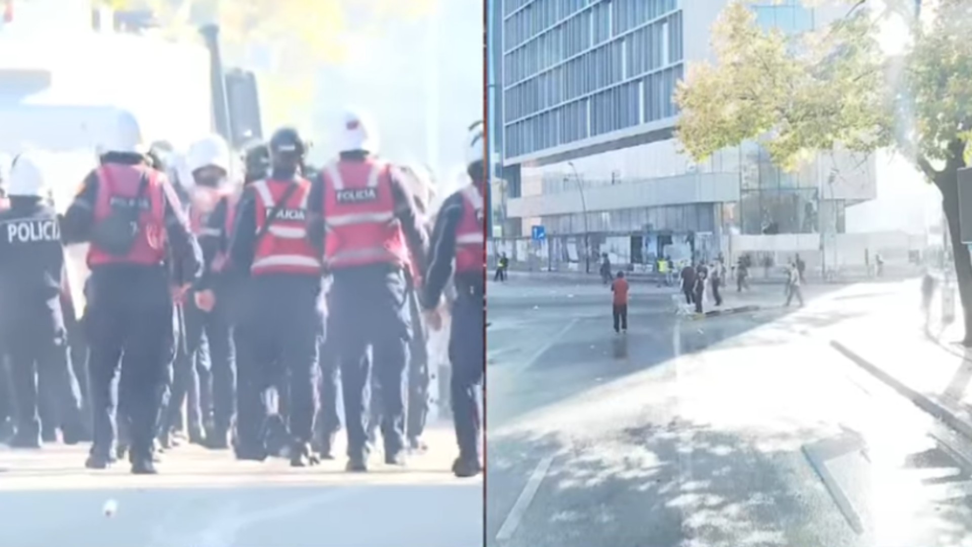 Nis ofensiva e policisë  efektivët përgjigjen me ujë  gaz lotsjellës dhe plumba gome  Protestuesit qëllojnë me fishekzjarre